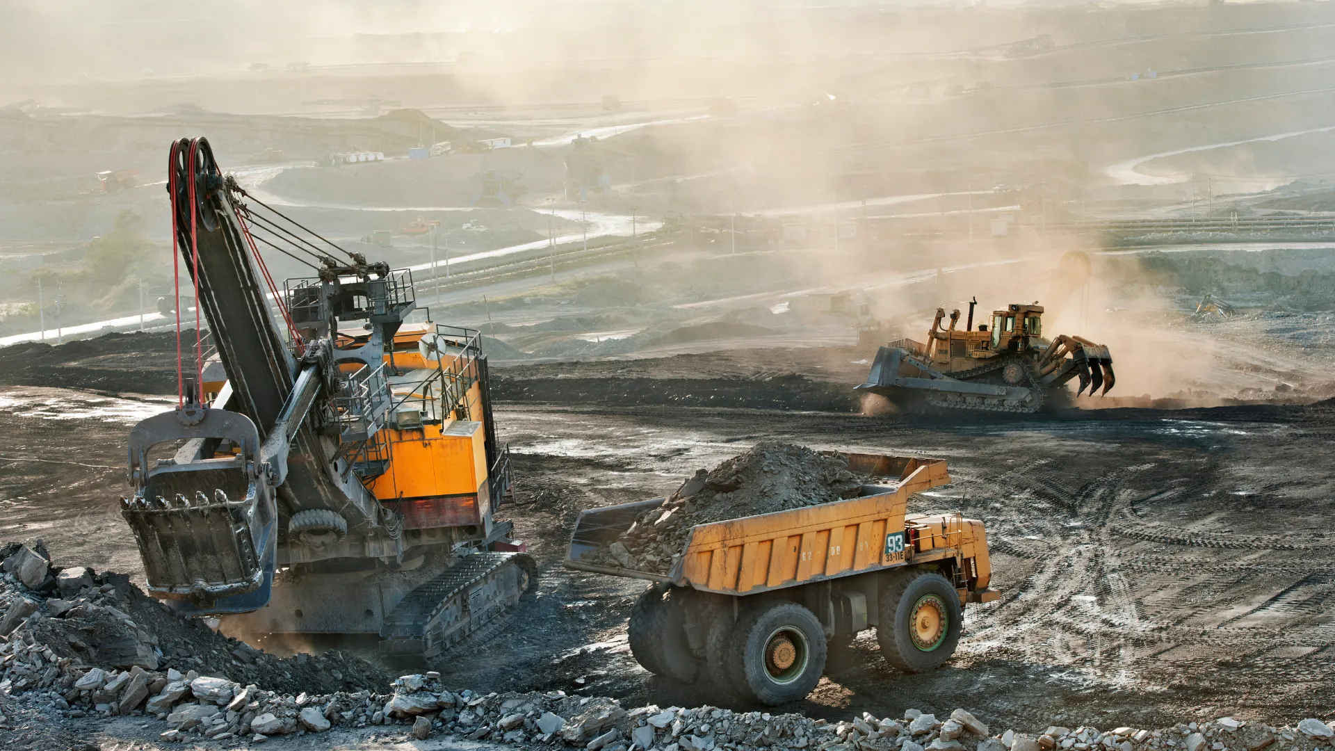 Trucks on a mining site.